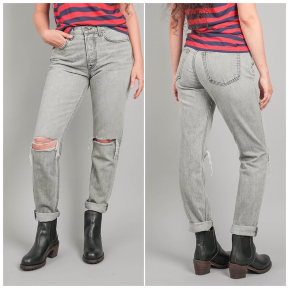 GRLFRND The Karolina High Rise Distressed Ripped Jeans in Lead Size 25 - Picture 3 of 12